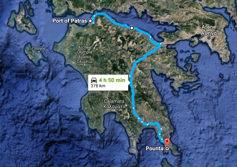 piccola guida di Elafonisos, perla della Laconia | tragitto in auto da Patrasso a Pounta